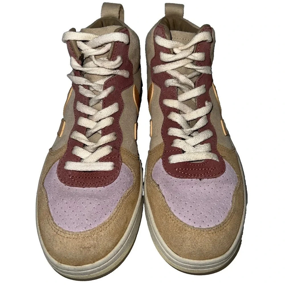Veja V-15 Multico Peach Suede Leather Lace Up High Top Women's Size 6(8-b18)